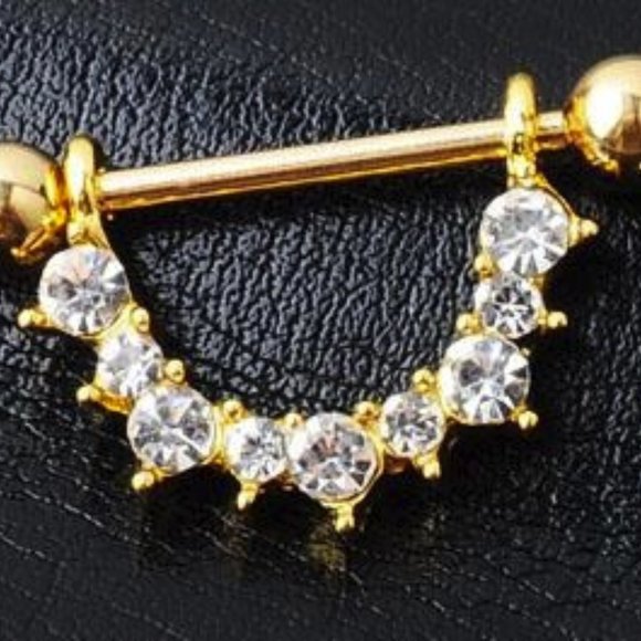 Clear Crystal Loop Nipple Bars ~ Per Pair - Picture 7 of 7